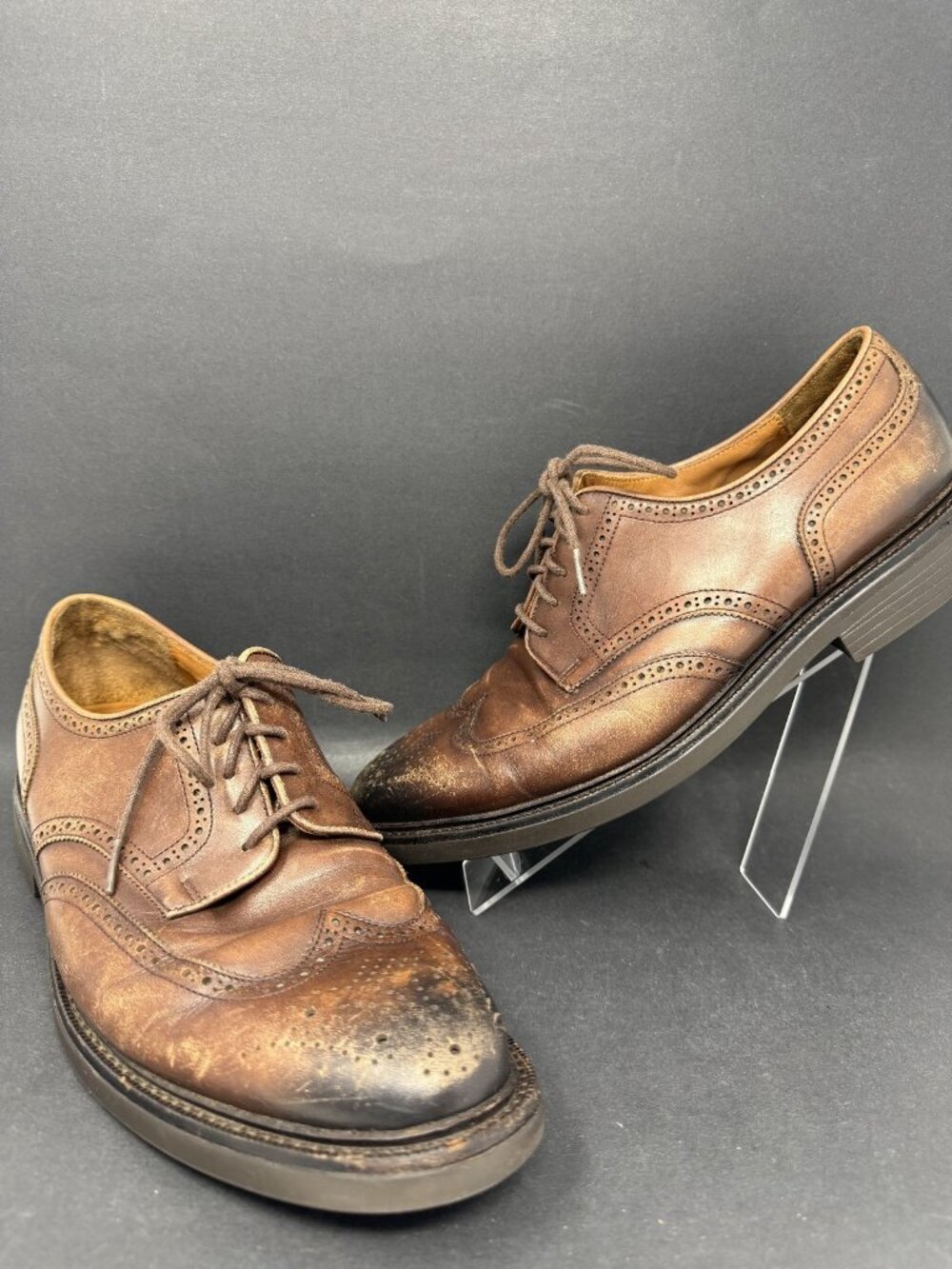 Polo Ralph Lauren Asher Wingtip Oxfords Shoes Mens 10.5D Brown Vibram Sole 17623